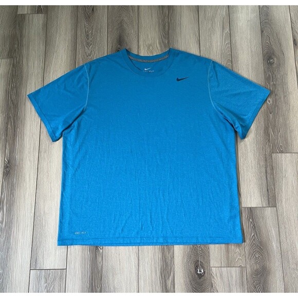 Nike Dri-Fit T-Shirt Mens XXL Blue Swoosh Active Work Out Short Sleeve - Picture 1 of 10